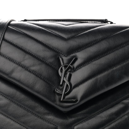 Saint Laurent Calfskin Y Quilted Monogram Medium Loulou Chain Satchel Black 9 of 13