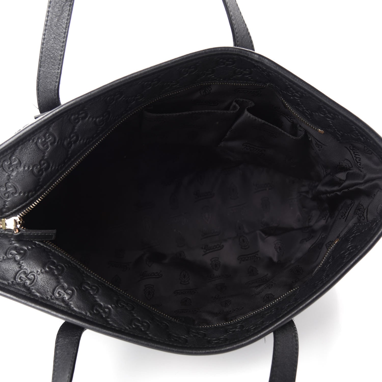Gucci Guccissima Medium Zippered Shopping Tote Black 5 of 14