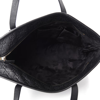 Gucci Guccissima Medium Zippered Shopping Tote Black 5 of 14