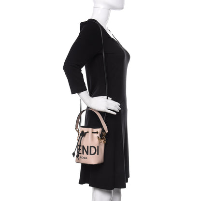 Fendi Vitello Fluffy Grace F is Fendi Logo Embossed Mini Mon Tresor Bucket Bag Rosa Quarzo Black 2 of 11