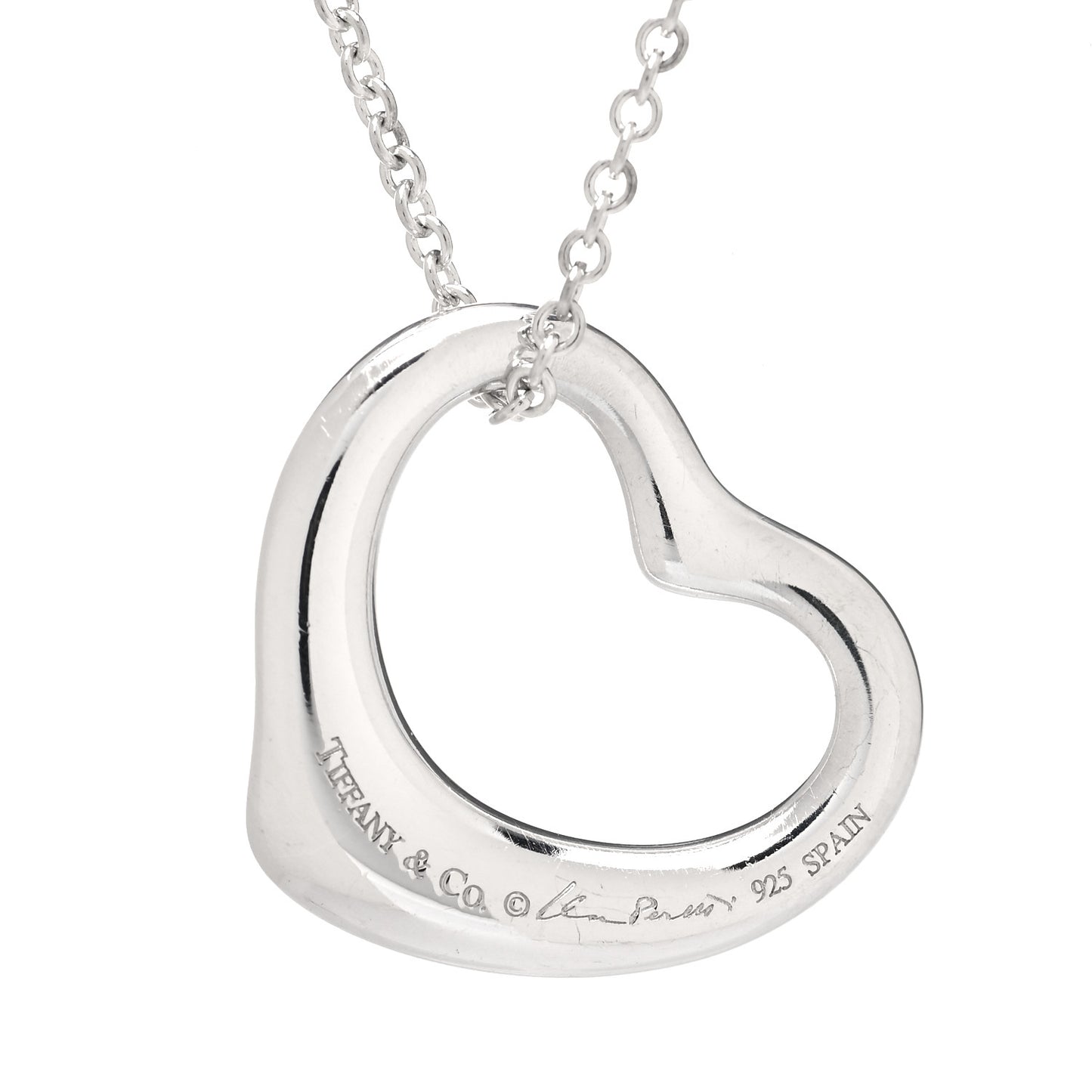 Sterling Silver 22mm Elsa Peretti Open Heart Pendant Necklace