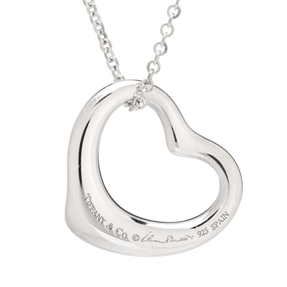Tiffany Sterling Silver 22mm Elsa Peretti Open Heart Pendant Necklace 4 of 6