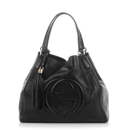 Gucci Pebbled Calfskin Medium Soho Shoulder Bag Black 1 of 7
