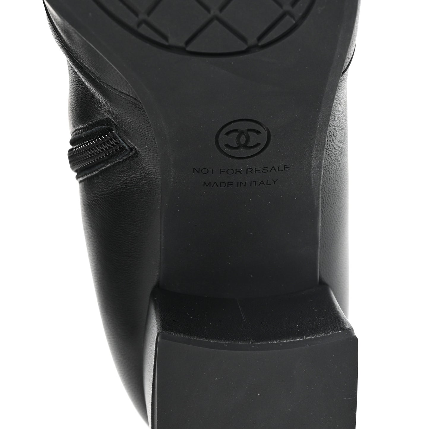 Stretch Lambskin Cap Toe CC Uniform Short Boots 41 Black