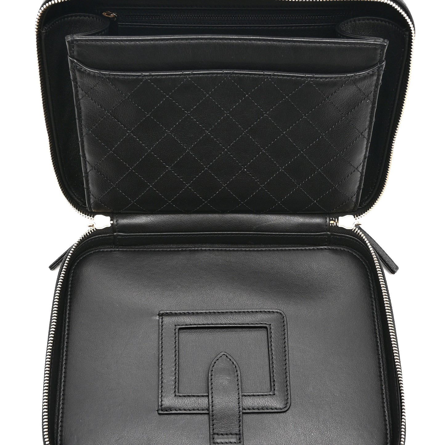 Caviar Quilted Large CC Filigree Vanity Case Black