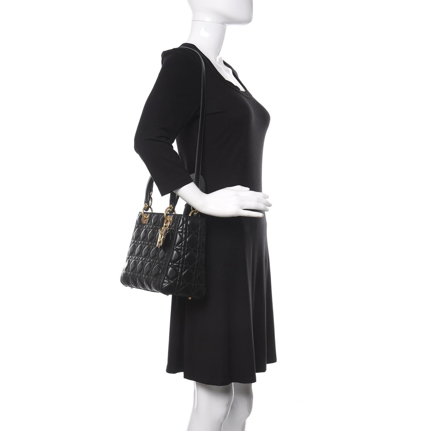 Lambskin Cannage Medium Lady Dior Black