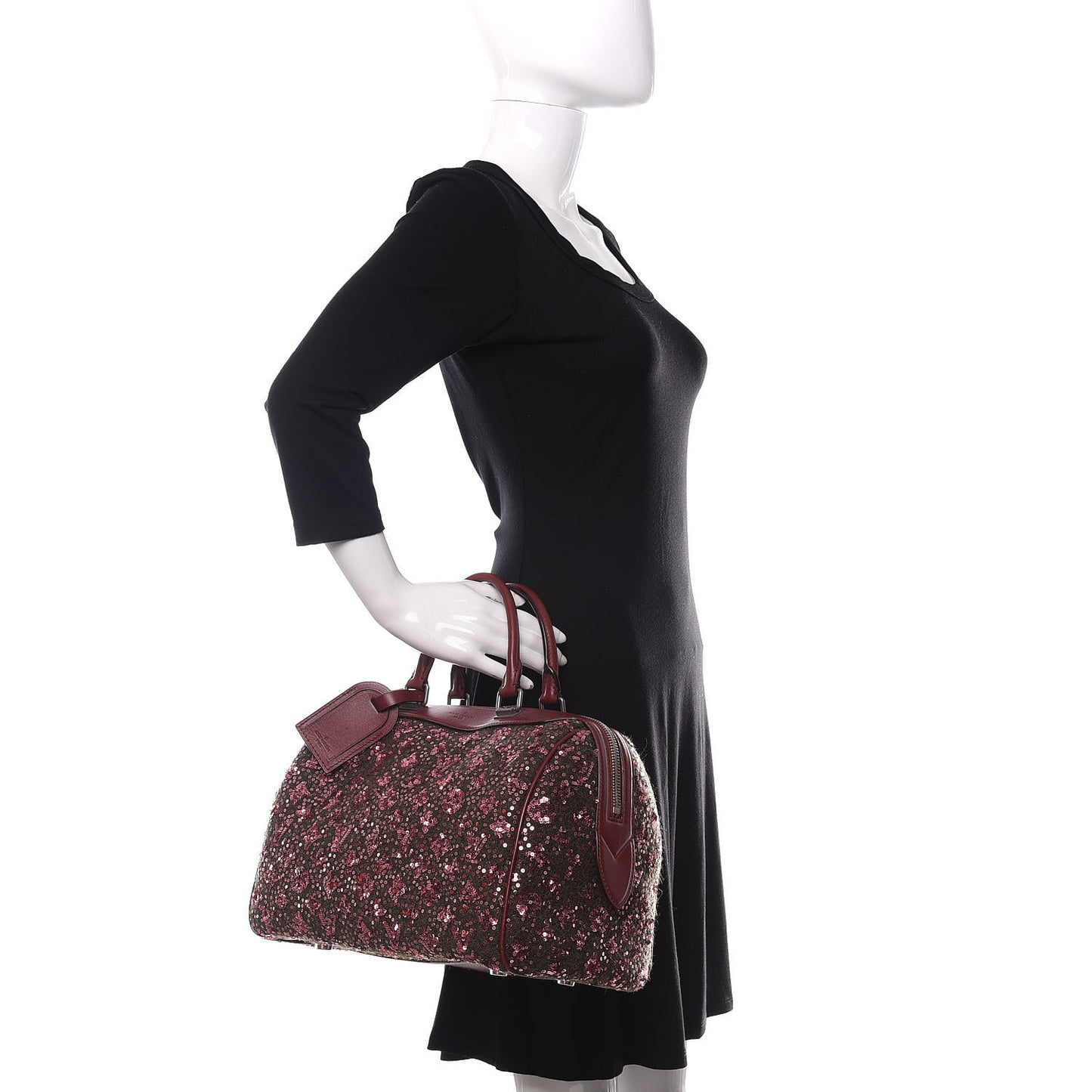 Sequin Monogram Sunshine Express Speedy Burgundy