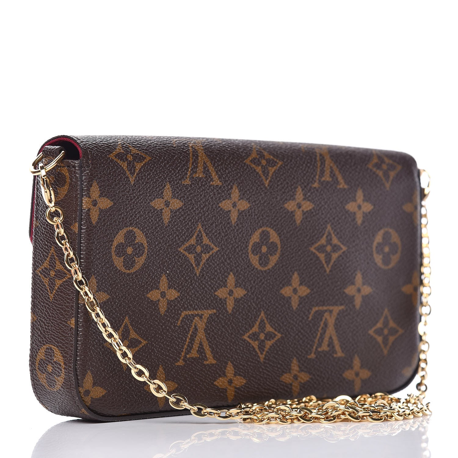 Louis Vuitton Monogram Pochette Felicie Chain Wallet Fuchsia 4 of 13