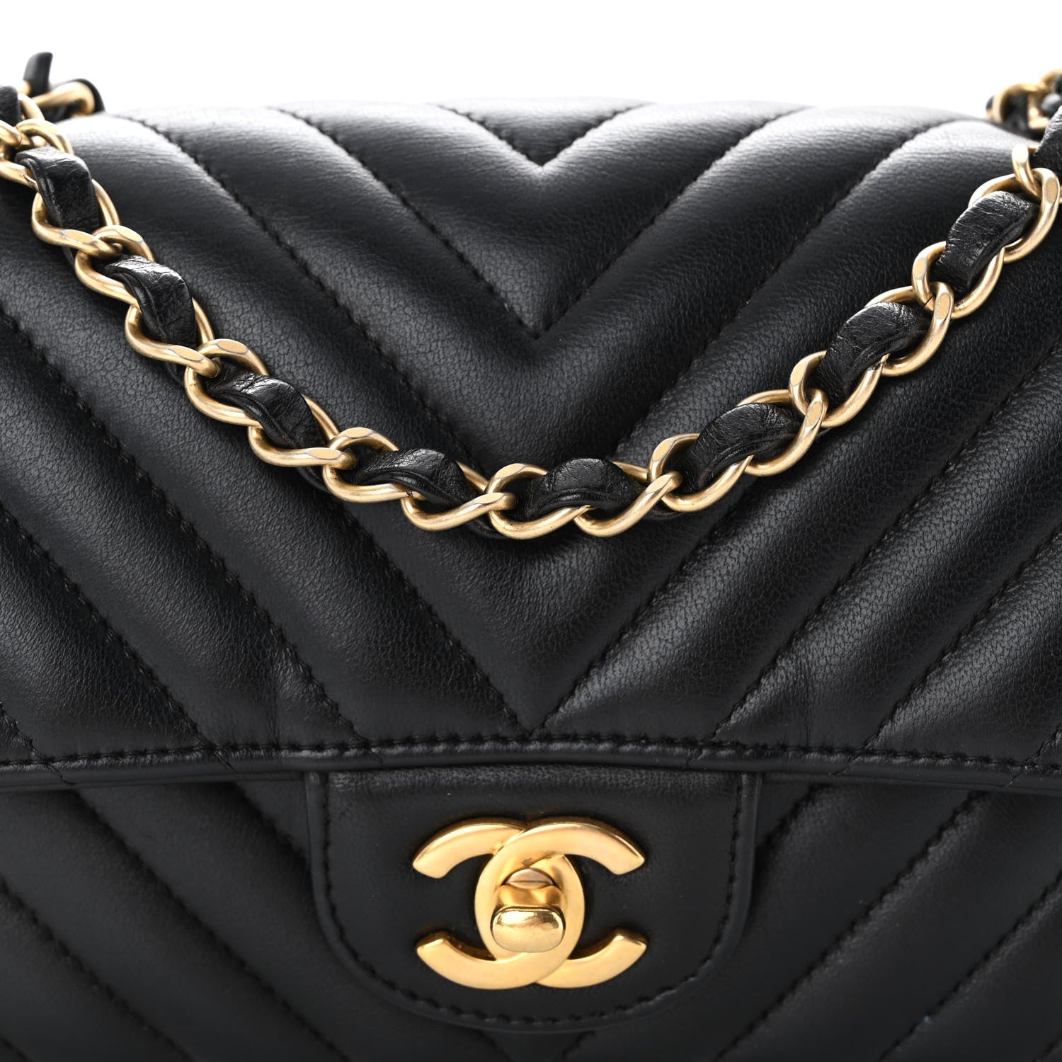 Chanel Lambskin Chevron Quilted Mini Rectangular Flap Black 8 of 11