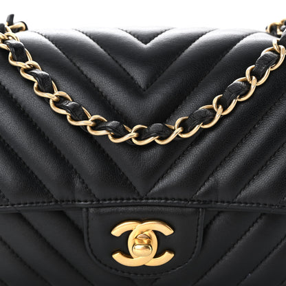 Chanel Lambskin Chevron Quilted Mini Rectangular Flap Black 8 of 11