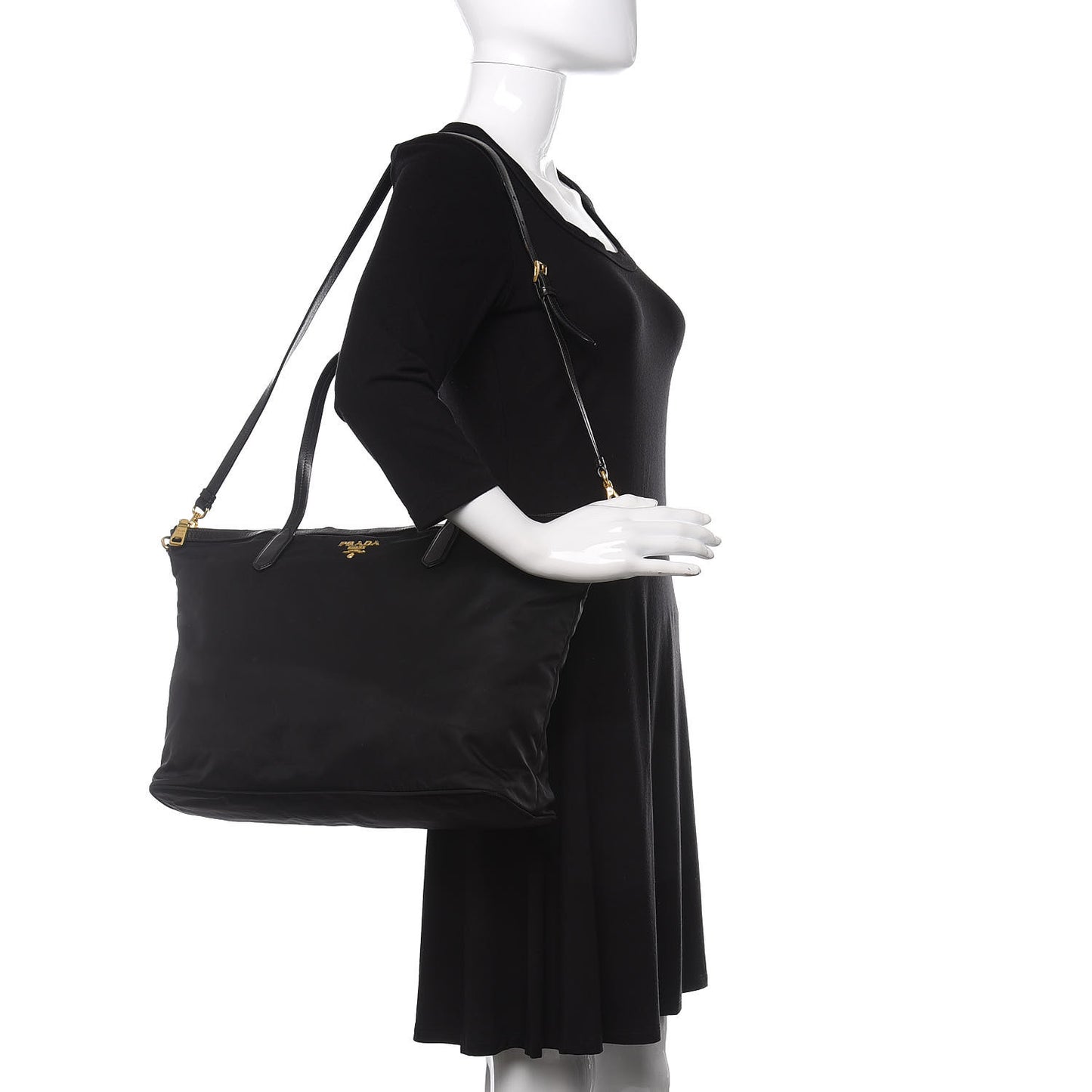 Tessuto Nylon Saffiano Tote Black