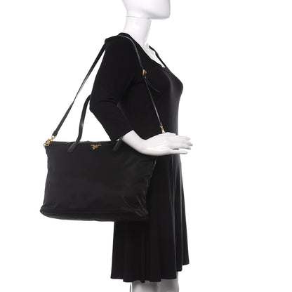 Prada Tessuto Nylon Saffiano Tote Black 2 of 11