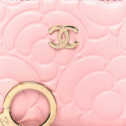 Chanel Caviar Camellia Embossed Key Holder Case Pink 8 of 11