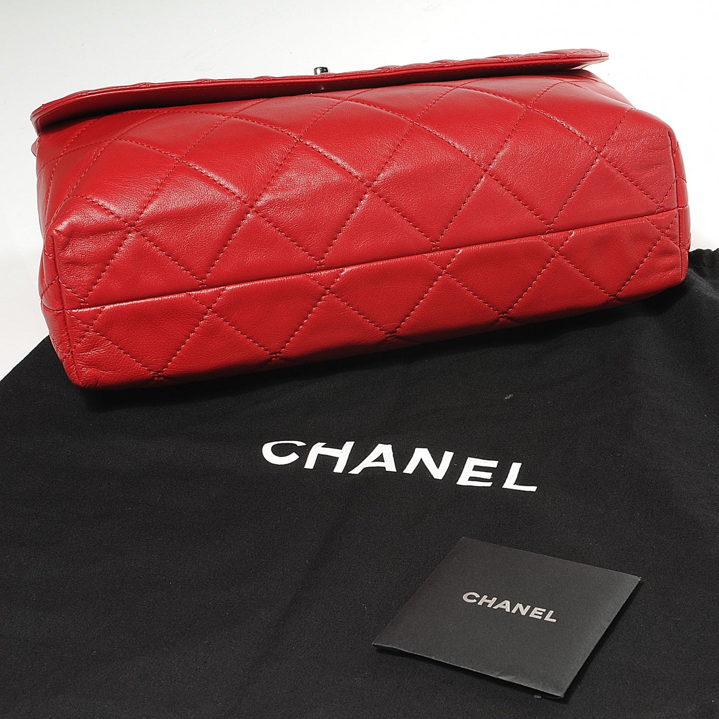 Leather Quilted In the Business Flap Bag Red