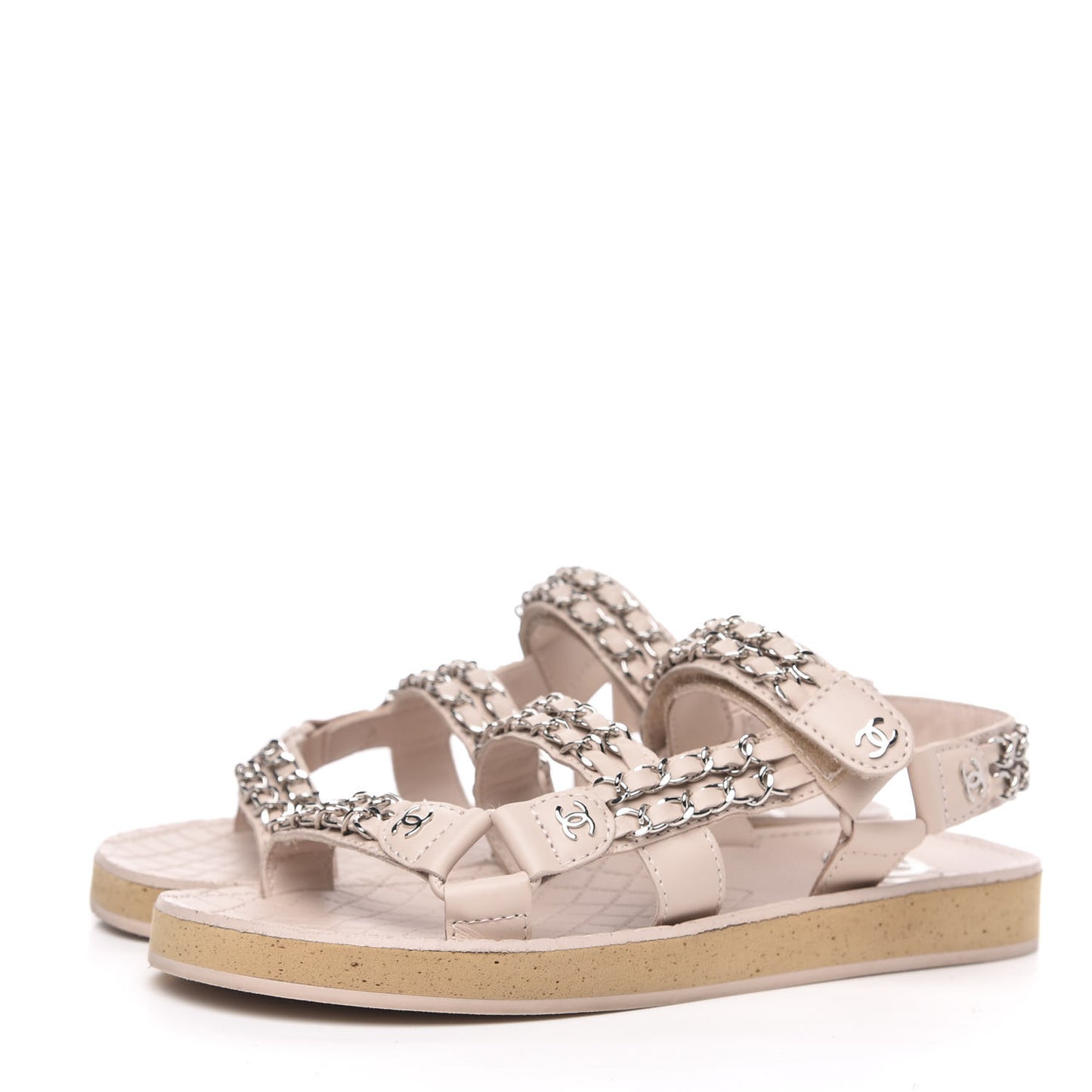Lambskin Chain Sandals 37 Pink