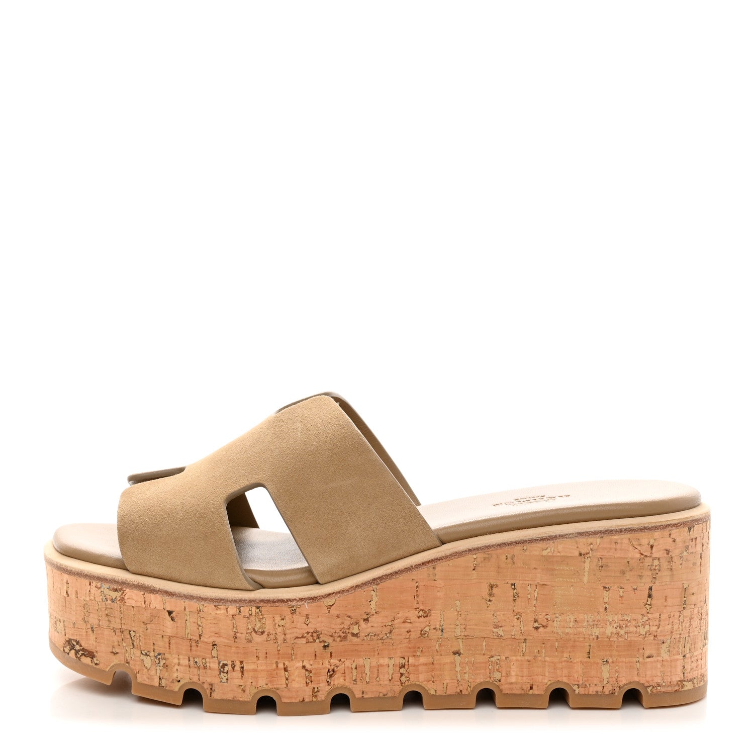 Hermes Suede Goatskin Cork Eze 30 Sandals 38 Beige Argile 1 of 9