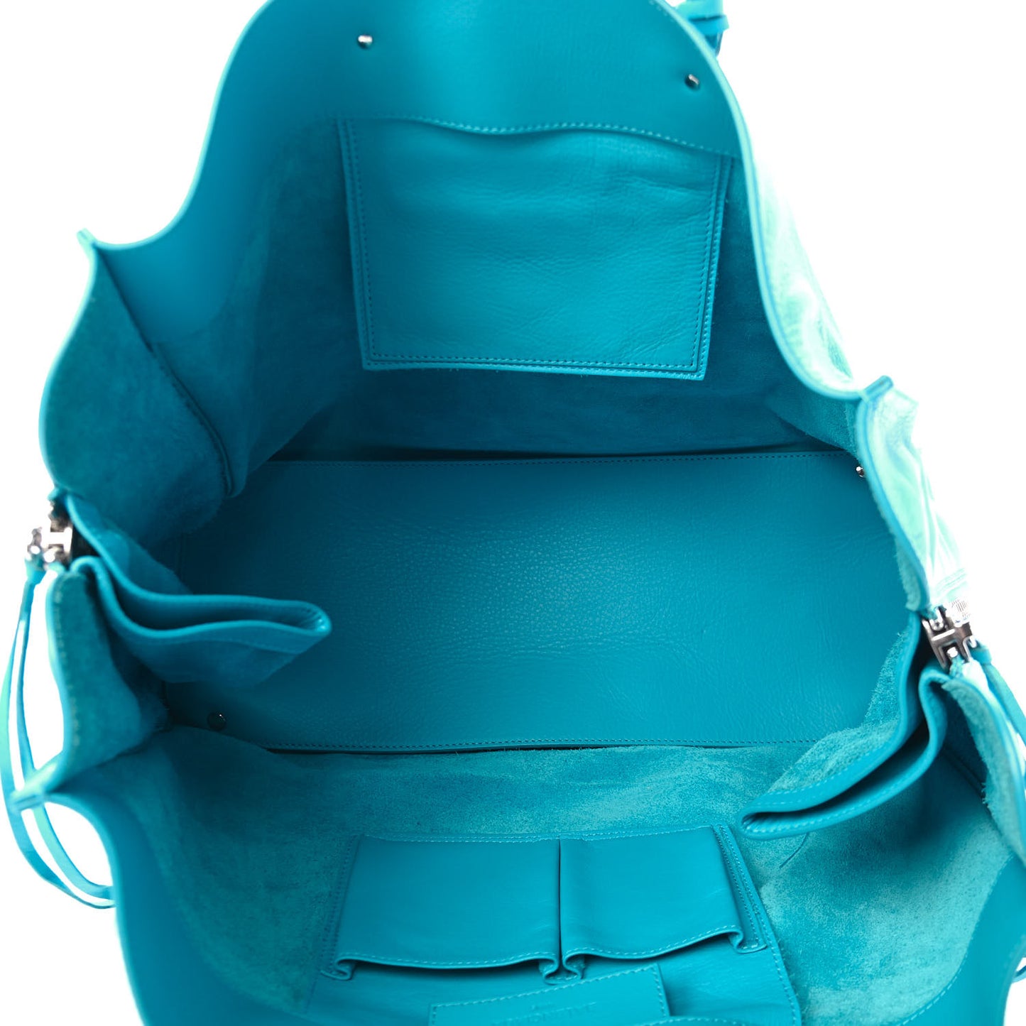 Supple Calfskin Papier A4 Zip Around Tote Bleu Caraibes