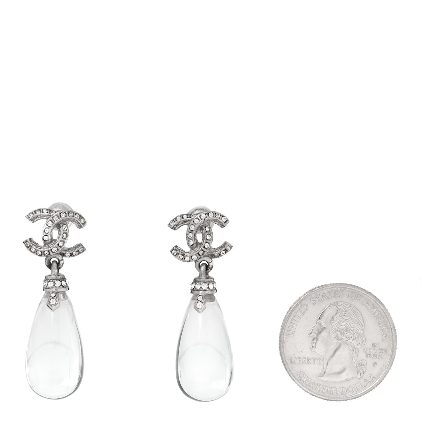 Ruthenium Crystal CC Drop Earrings Silver