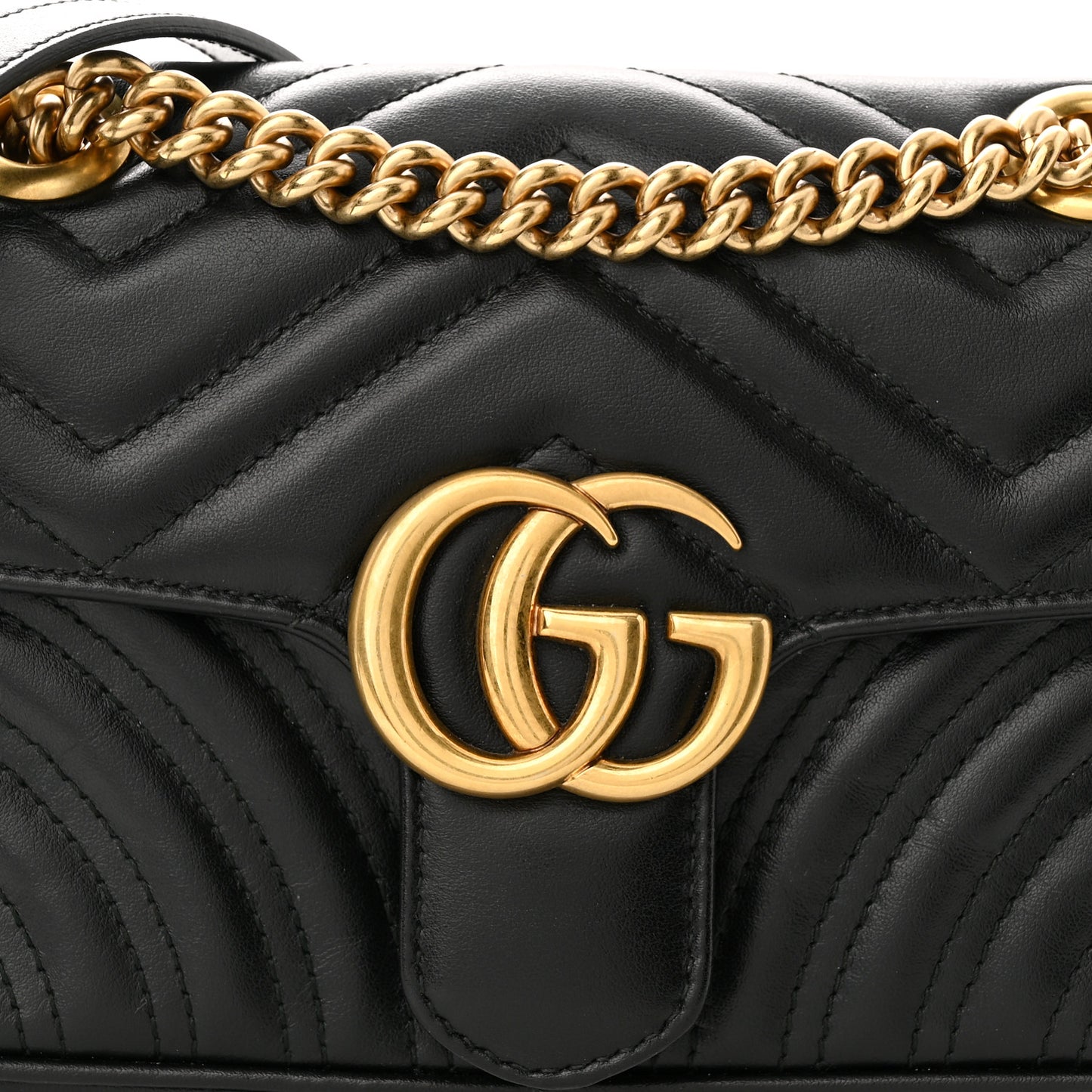 Calfskin Matelasse Mini GG Marmont Shoulder Bag Black