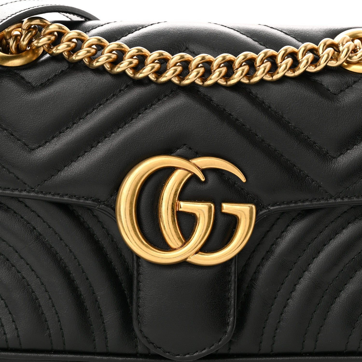 Gucci Calfskin Matelasse Mini GG Marmont Shoulder Bag Black 8 of 10