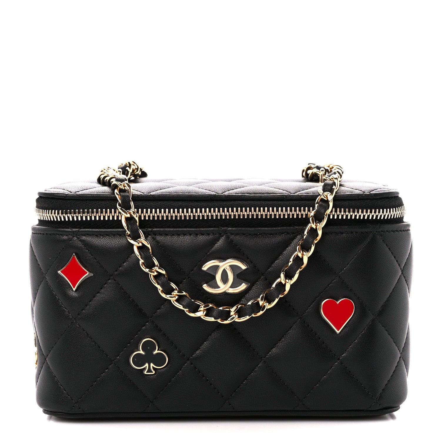Chanel Caviar Quilted Enamel Coco Casino Small Vanity Case With Chain Black 1 of 12