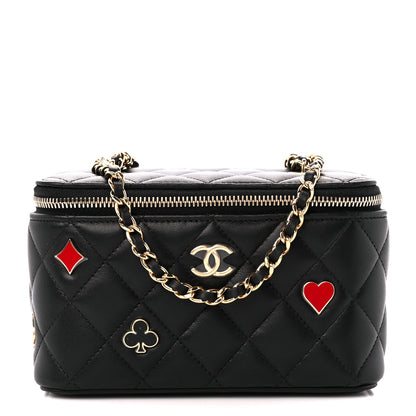 Chanel Caviar Quilted Enamel Coco Casino Small Vanity Case With Chain Black 1 of 12