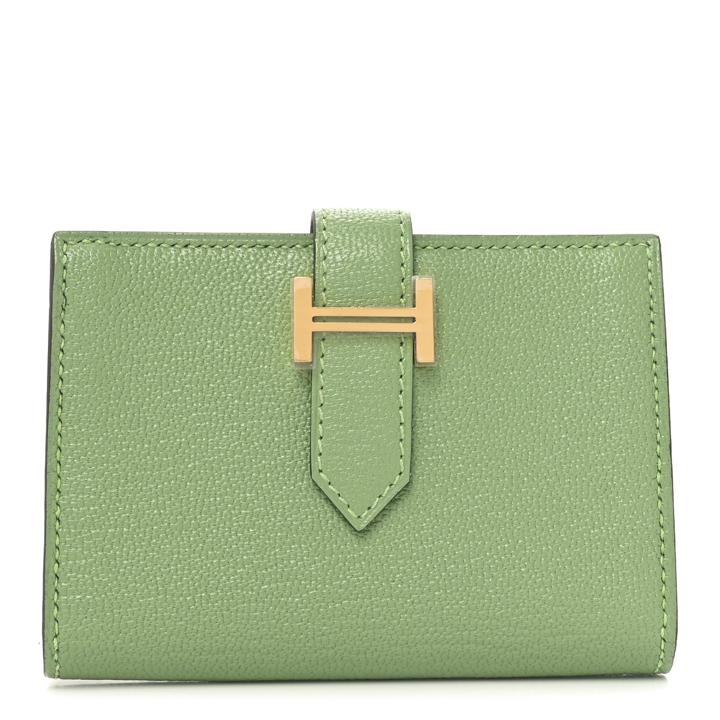 Chevre Mysore Bearn Card Holder Wallet  Vert Criquet