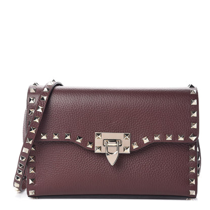 Valentino Garavani Pebbled Calfskin Medium Rockstud Flip Lock Crossbody Bag Rubin 1 of 10