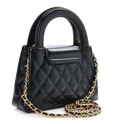 Chanel Shiny Aged Calfskin Quilted Nano Kelly Shopper Black 2 of 10