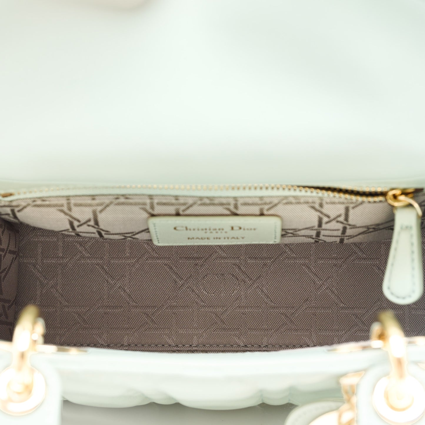 Lambskin Cannage Small Lucky Badges My Lady Dior Green