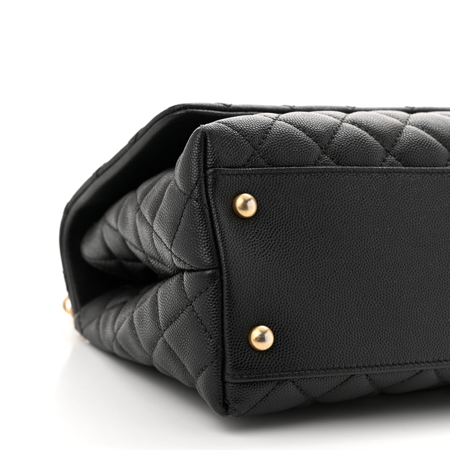 Caviar Quilted Small Coco Handle Flap Black