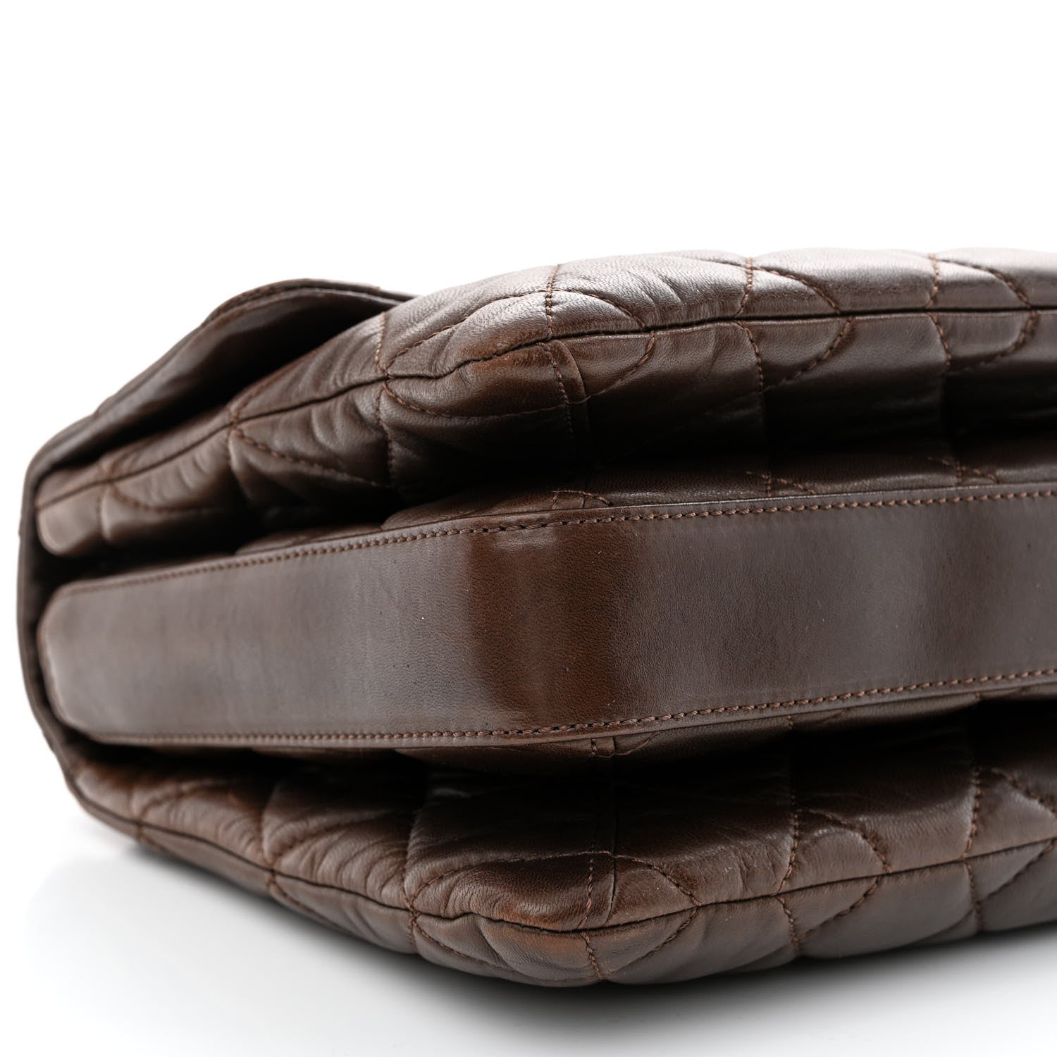 Chanel Lambskin Quilted Maxi Chanel 3 Flap Dark Brown 9 of 10