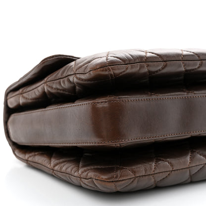 Chanel Lambskin Quilted Maxi Chanel 3 Flap Dark Brown 9 of 10