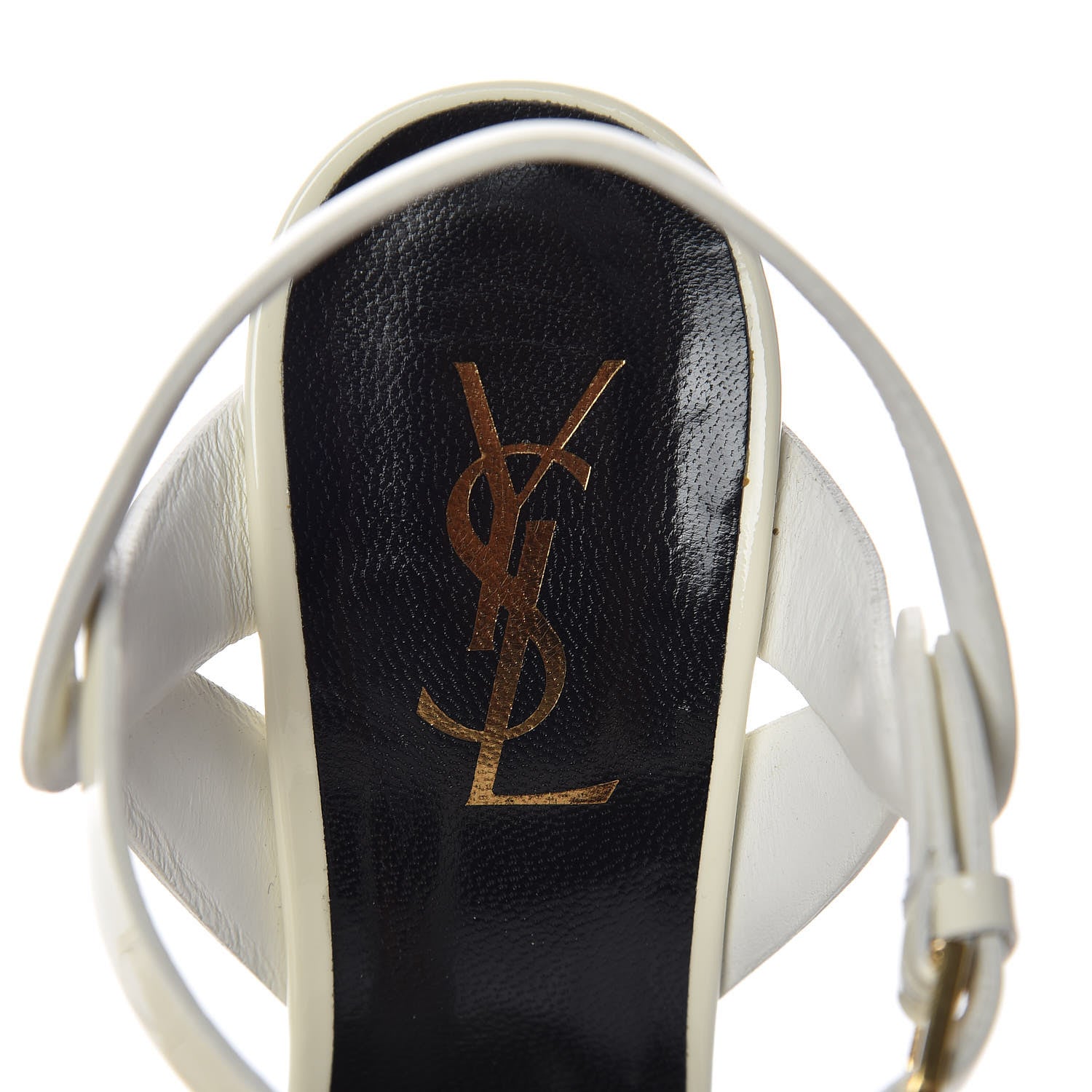 Saint Laurent Patent Tribute 105 Platform Sandals 38 Ivory 6 of 9