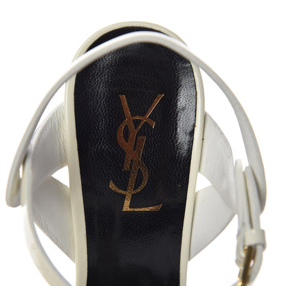 Saint Laurent Patent Tribute 105 Platform Sandals 38 Ivory 6 of 9