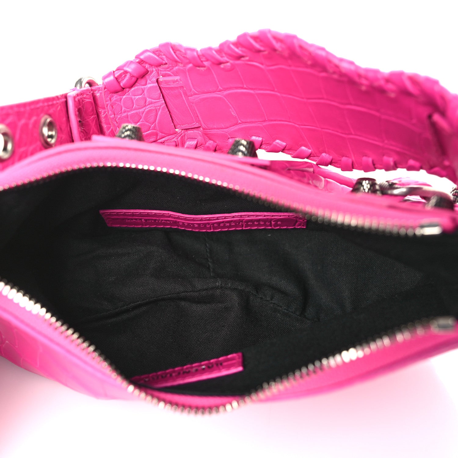 Balenciaga Extra Supple Calfskin Crocodile Embossed XS Le Cagole Shoulder Bag Lipstick Pink 5 of 11
