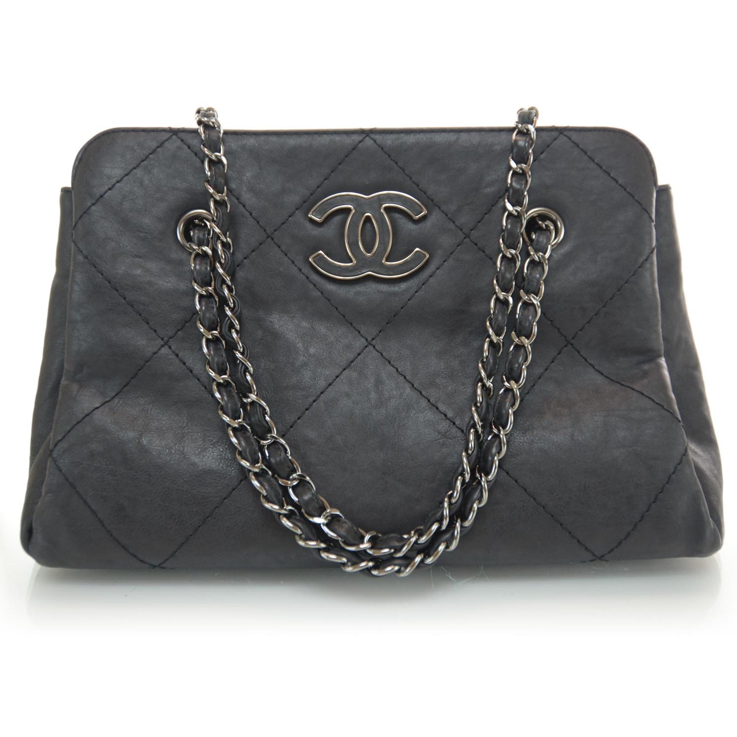 Leather Large Shopper Tote Black