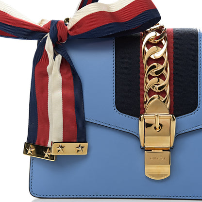 Gucci Calfskin Small Sylvie Shoulder Bag Clear Sky Blue 10 of 10