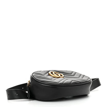 Gucci Calfskin Matelasse GG Marmont Belt Bag 85 34 Black 4 of 10