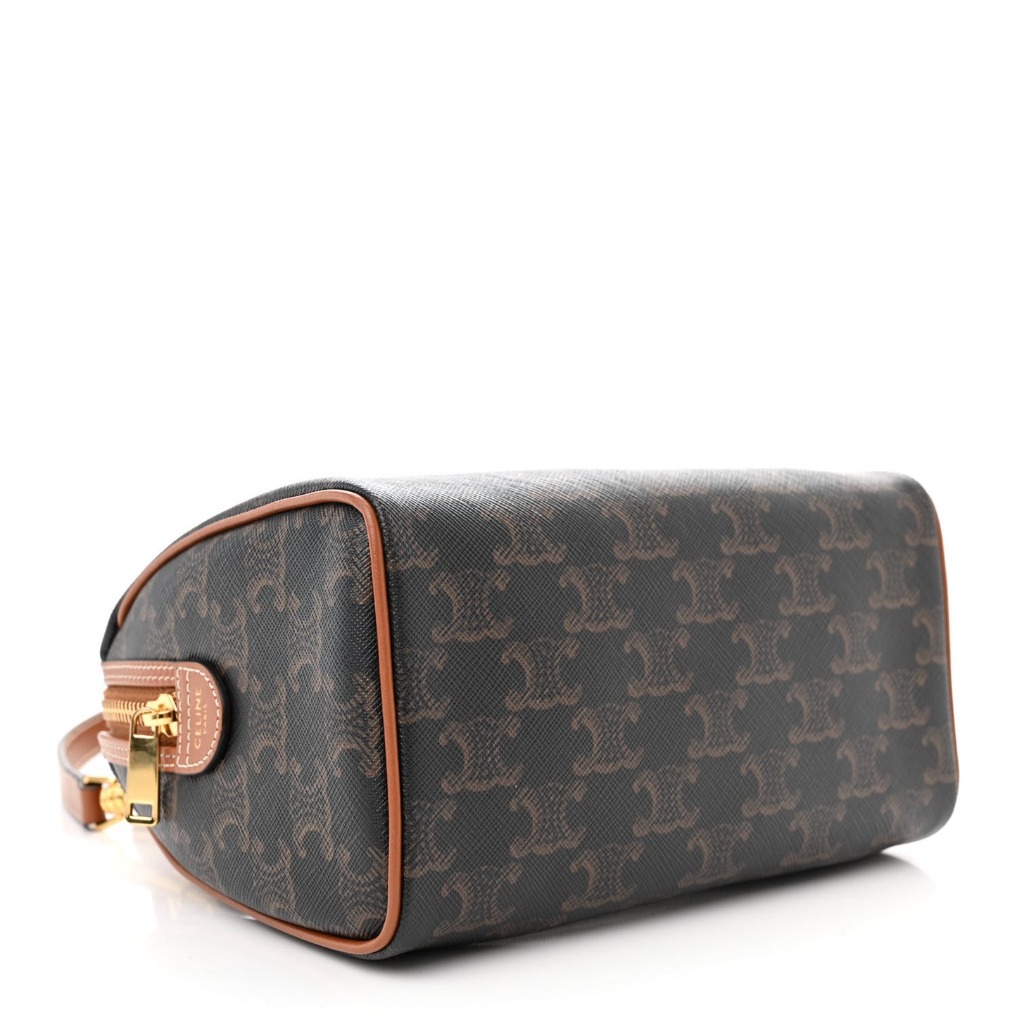 Triomphe Canvas Calfskin Small Boston Bag Tan