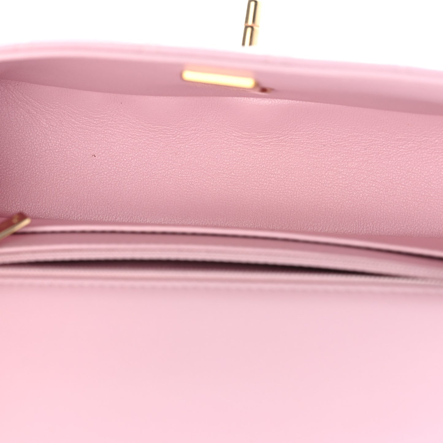 Lambskin Quilted Mini Top Handle Rectangular Flap Light Pink