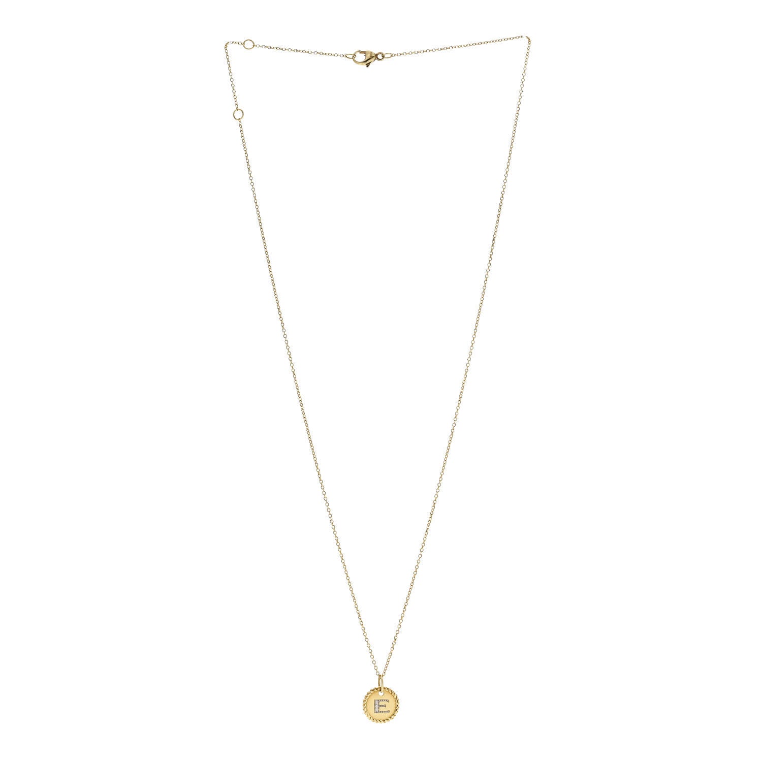 David Yurman DAVID YURMAN 18K Yellow Gold Diamond Initial E Charm Necklace 3 of 5