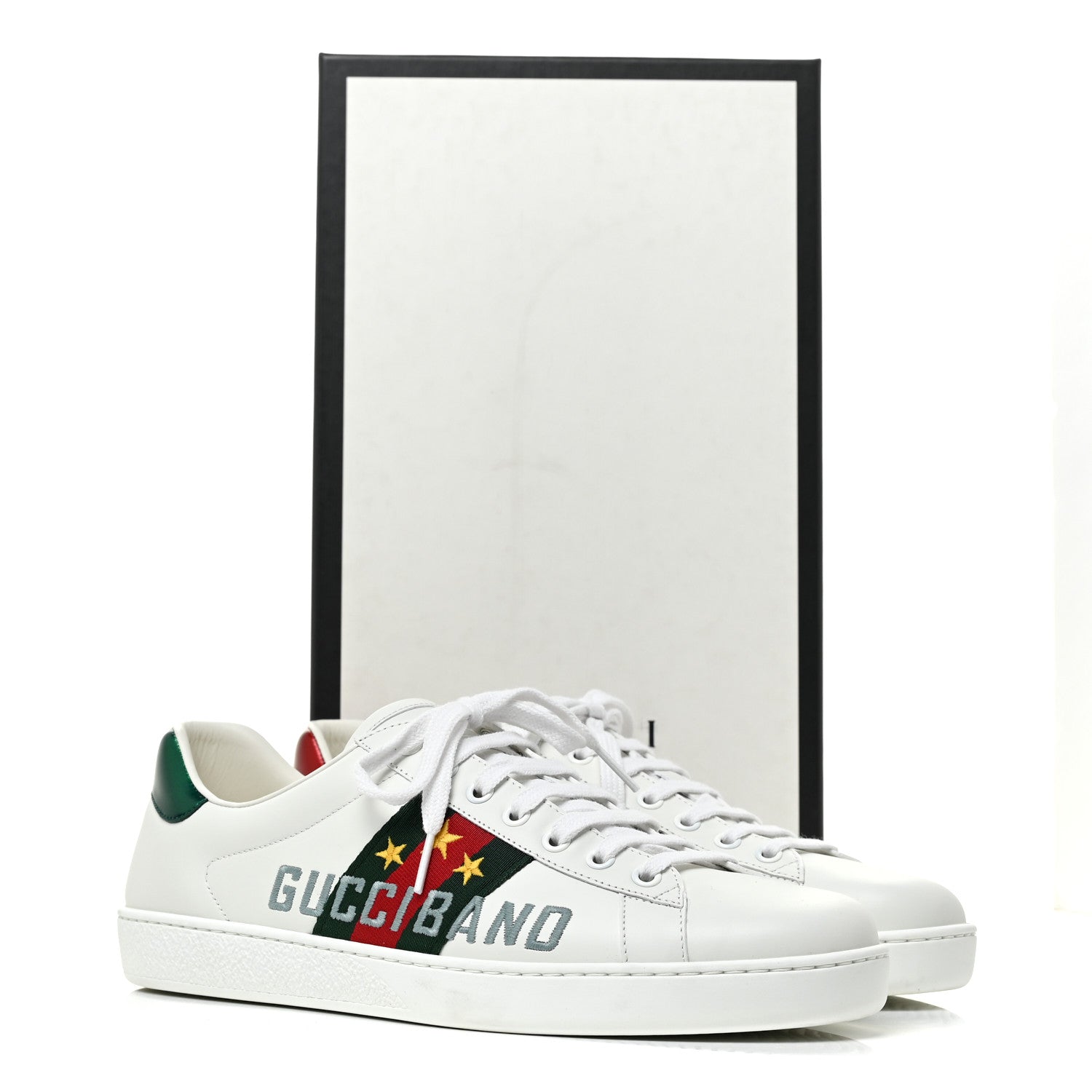 Gucci Calfskin Web Mens Gucci Band Ace Sneakers 8.5 White 10 of 10