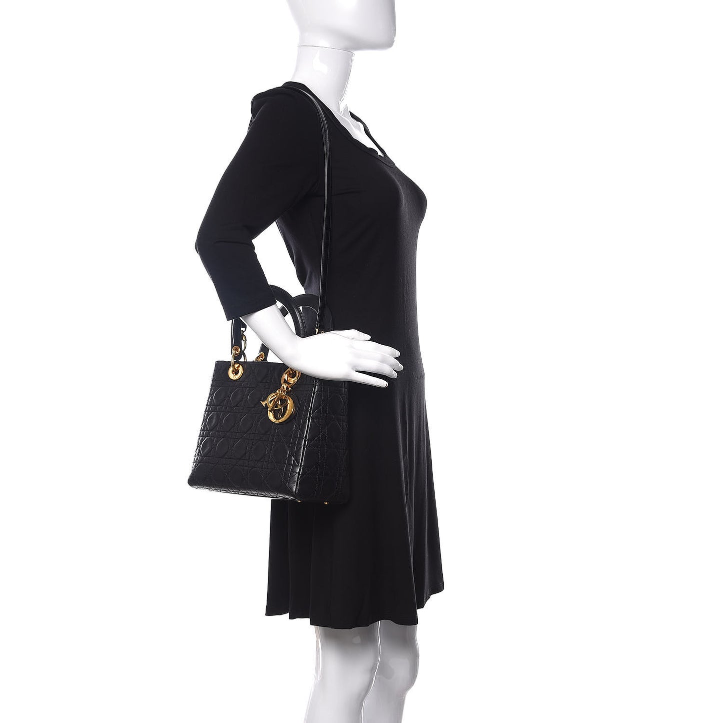 Lambskin Cannage Medium Lady Dior Black