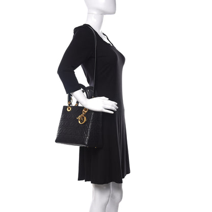 Christian Dior Lambskin Cannage Medium Lady Dior Black 2 of 12