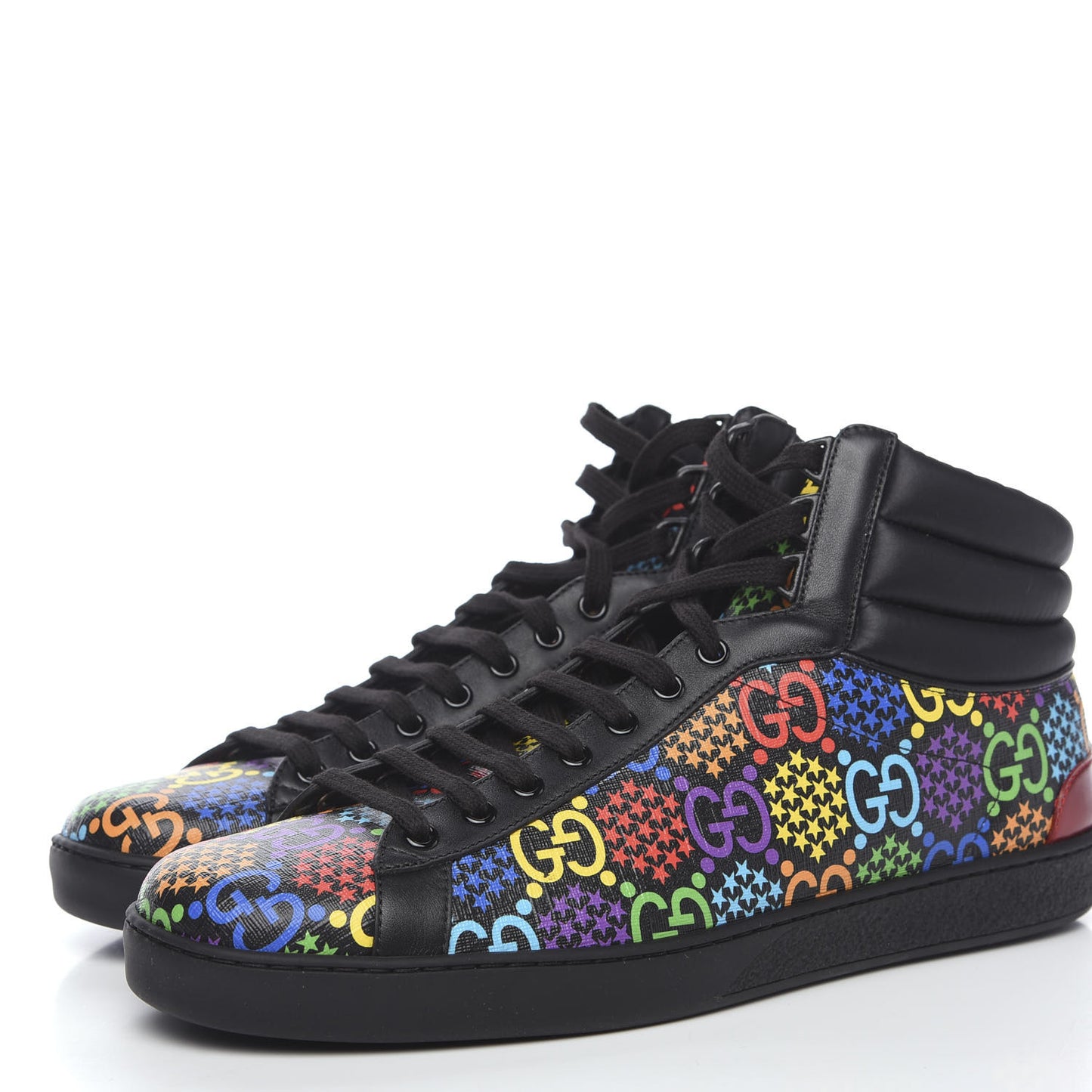 GG Supreme Monogram Psychedelic Mens High Top Sneakers 10 Black Multicolor