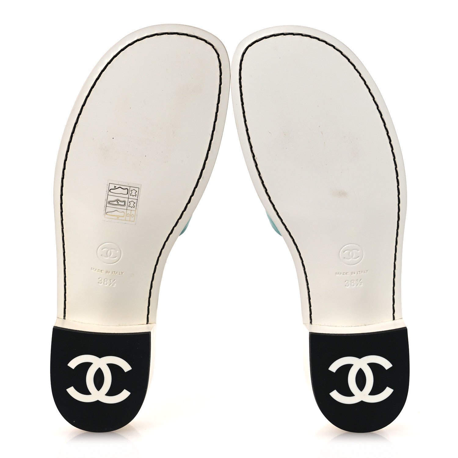 Chanel Calfskin CC Mules 38.5 Turquoise White 7 of 12