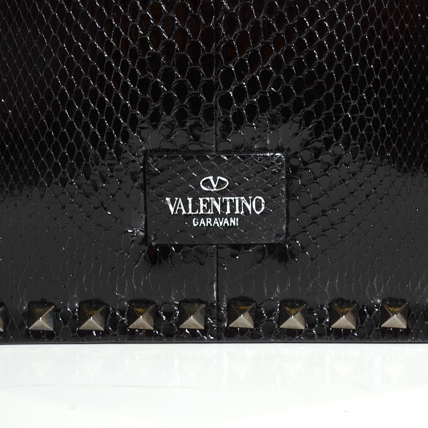 Valentino Garavani Python Mini Rockstud Frame Bag Black 8 of 8