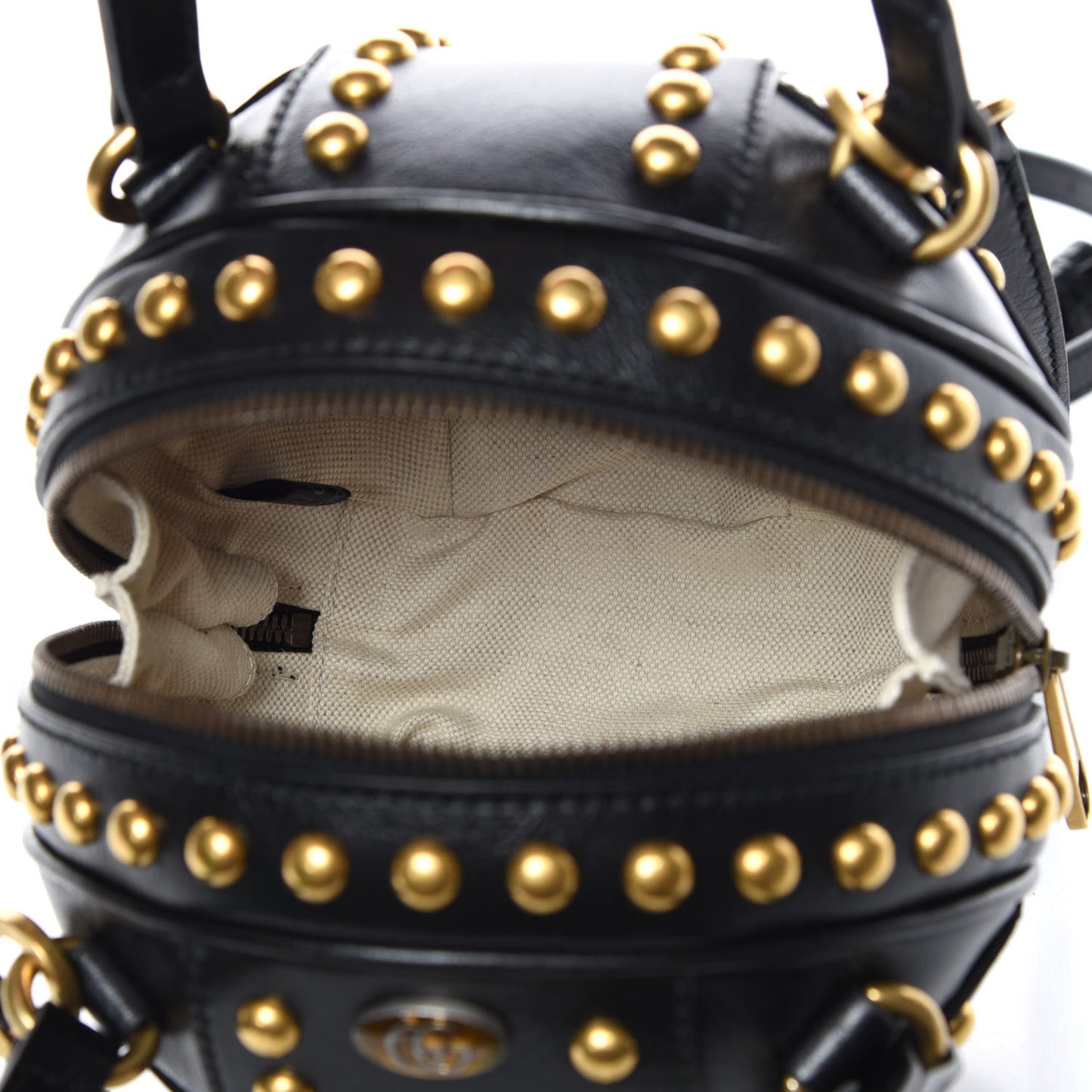 Calfskin Studded Mini Tifosa Baseball Shaped Shoulder Bag Black