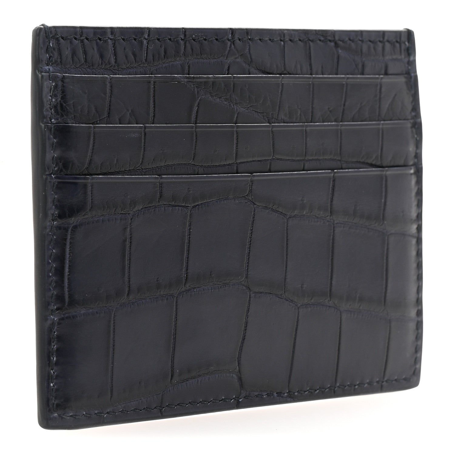 Bottega Veneta Crocodile Card Holder Navy Blue 3 of 8